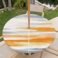 thumbnail image 6 of Round Outdoor Tablecloth with Umbrella Hole and Zipper, Orange Gray White Fitted Table Cover with Elastic Edge for 55-60 Inch, Farmhouse Abstract Ombre Texture Waterproof Patio Tablecoths for Picnic, 6 of 9