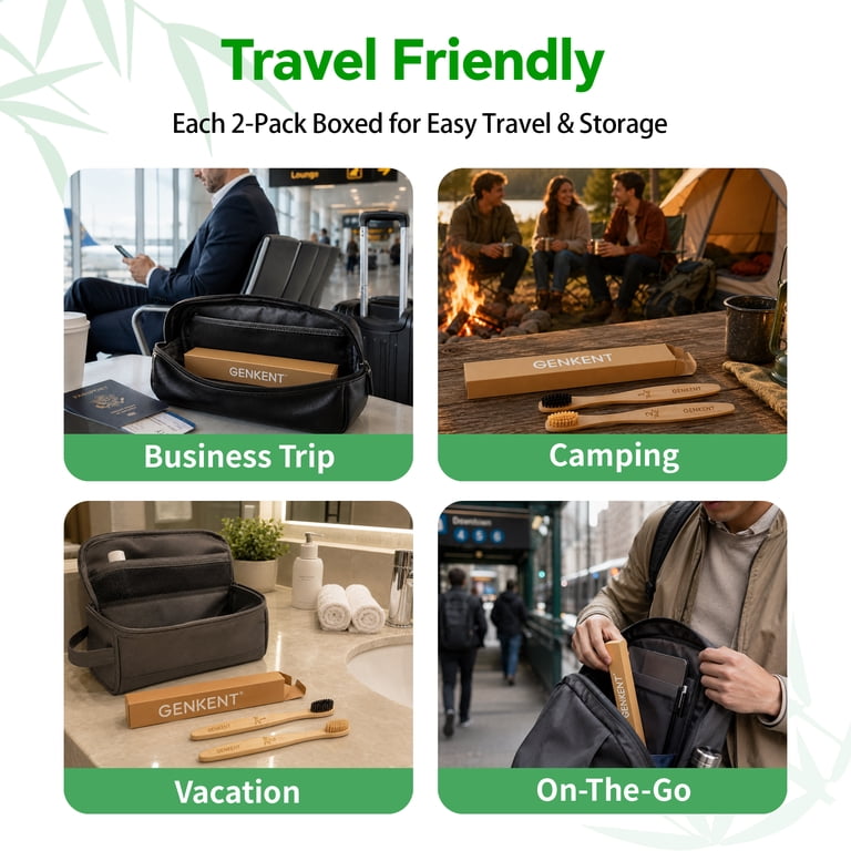 Genkent Bamboo Toothbrush, 12 Pack Medium Bristles photo 6