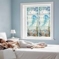 thumbnail image 3 of Jellyfish Coastal Window Privacy Film, Summer Nautical Starfish Coral Grey Wooden Static Cling UV Sun Blocking Heat Control Window Tint Day and Night, Non-Adhesive One Way Privacy Cover 17.7''x39.3'', 3 of 7