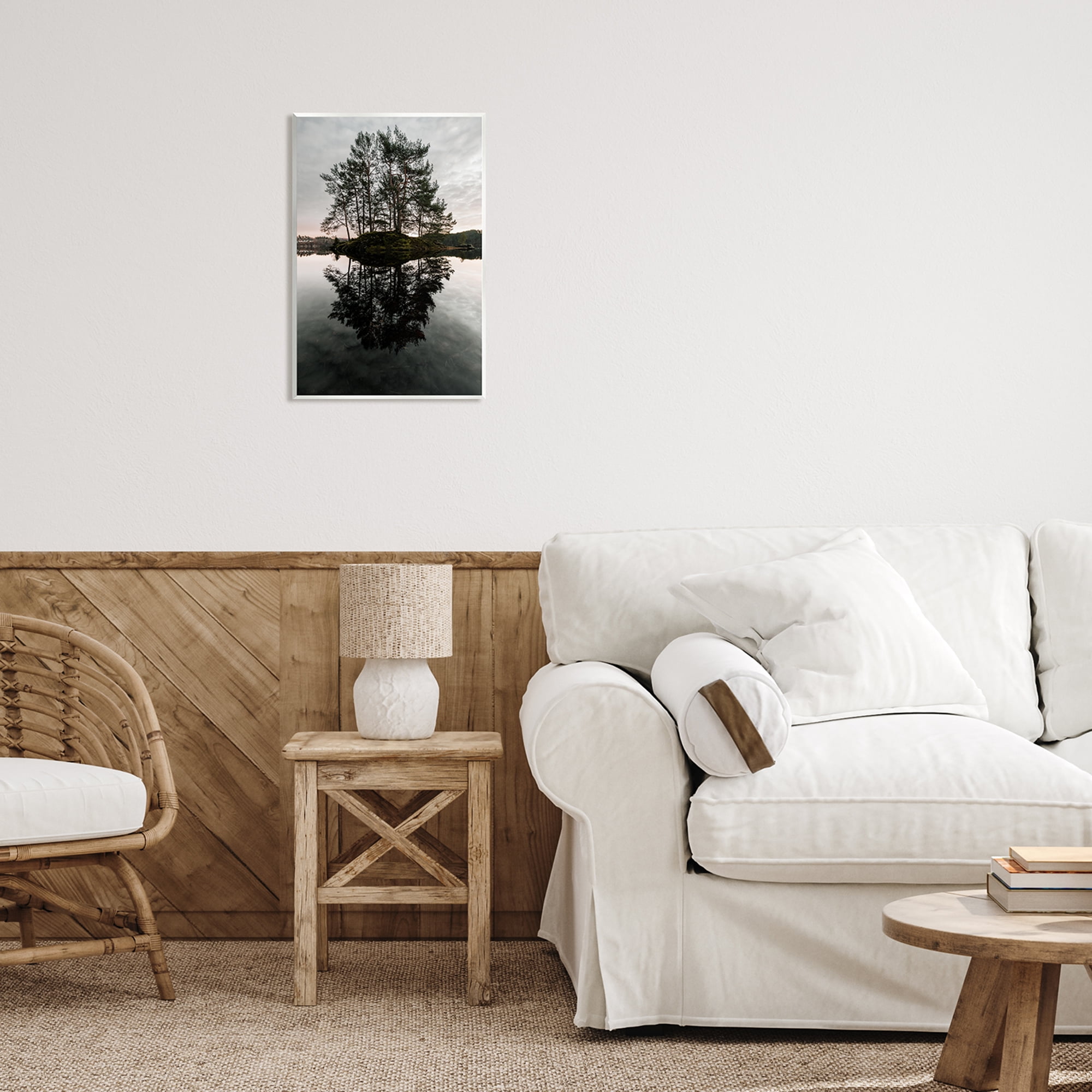 Stupell Industries Tree on Lake Landscape Nature Photography Unframed Art Print Wall Art, 13 x 19