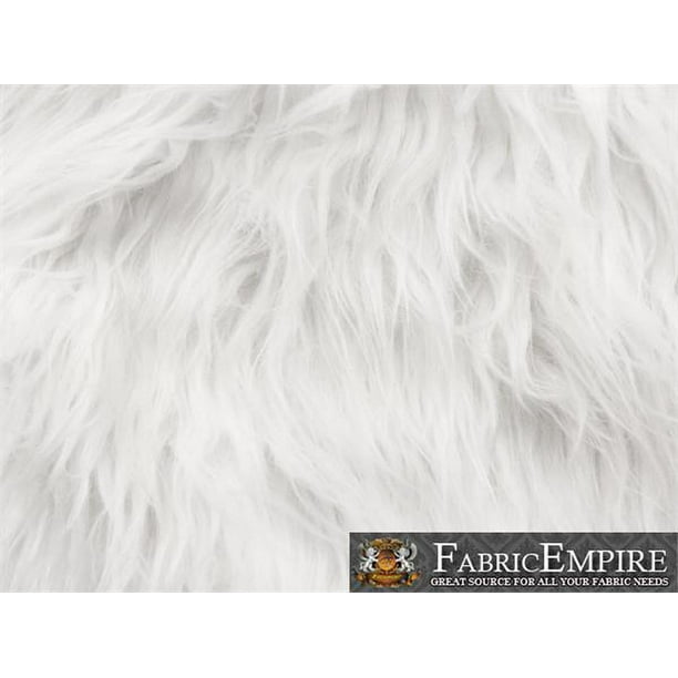Faux Fur Fabric Long Pile Gorilla WHITE / 60" Wide / Sold by the yard