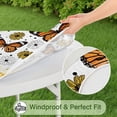 thumbnail image 5 of White Butterfly Flower Dot Pattern Round Fitted Tablecloth with Elastic Edge,Dining Table Cover Waterproof,Outdoor Round Tablecloth for Camping,Dining,Indoor and Outdoor, 5 of 7