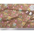 thumbnail image 2 of Soimoi Moss Georgette Fabric Floral & Owl Cartoon Decor Fabric Printed Yard 42 Inch Wide, 2 of 3