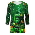 thumbnail image 5 of TrendVibe365 Green Ladies Tops and Blouses 3/4 Sleeve Dressy St Patricks Day Plus Size Round Neck Polyester Casual St. Patricks Day Blouse Tops for Irish Themed Gifts XL, 5 of 5