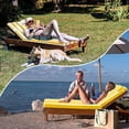 thumbnail image 4 of 72" ×21" Outdoor Chaise Lounge Cushion, 3" Thick High-Density Foam Fill, with Removable Headrest, Waterproof Fade Resistant, Replacement Cushion for Lawn Pool (Bright Yellow White Stripes 1PC), 4 of 8