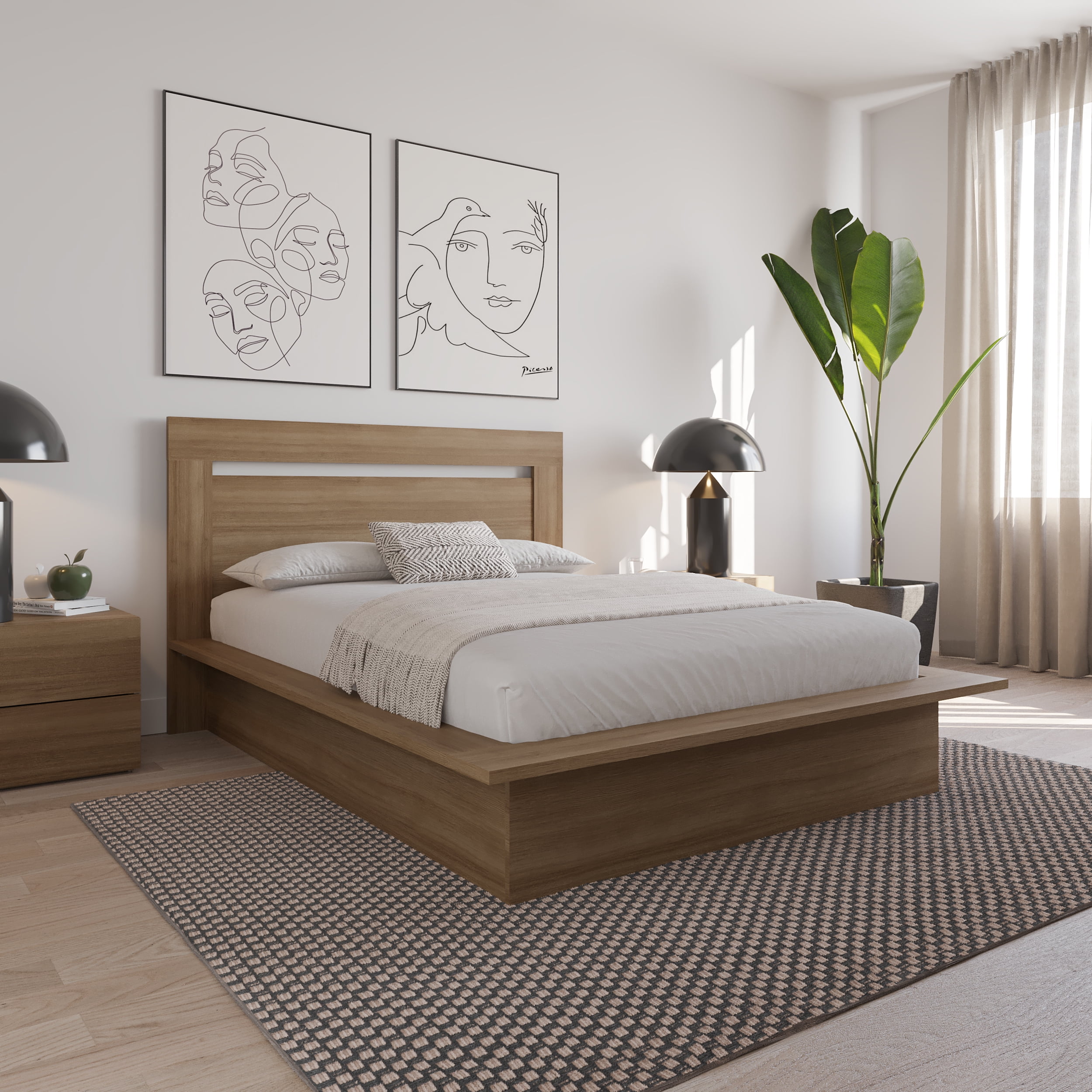 Nexera Malibu Full Size Headboard, Brown Oak