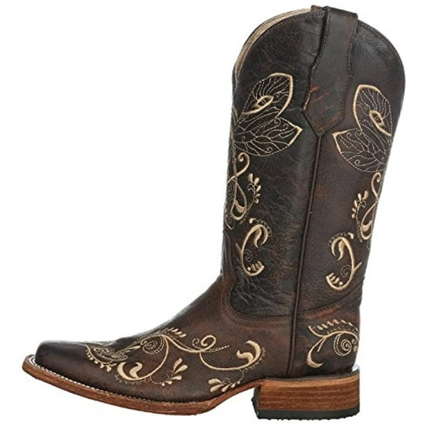 Corral embroidered leather top western boot