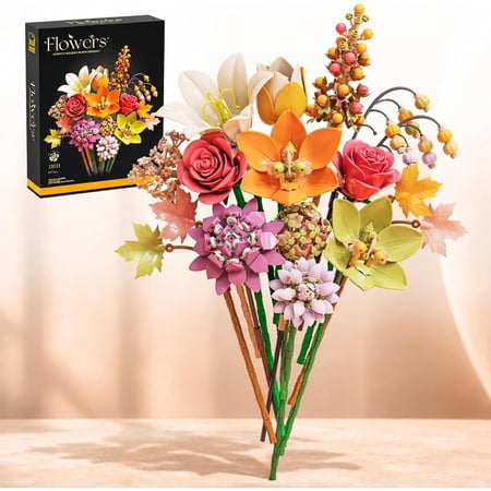 Flower Bouquet Building Blocks Set 813pcs,Compatible with Lego Flowers Building Kit,Toy Gifts Women Mom Girls Kids Ages 8-12