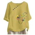 thumbnail image 3 of Vedolay Summer Tops omen Lace Short Sleeve Shirts Casual Tops Crew Neck Tee Shirt,Yellow XXL, 3 of 4
