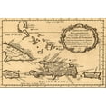 thumbnail image 2 of Vintage Maps 14x11 Black Ornate Wood Framed with Double Matting Museum Art Print Titled - Haiti Santo Domingo and Hispaniola 1754, 2 of 4