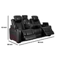 thumbnail image 5 of Benzara Upholstered Faux Leather Power Recliner Sofa with LED Lighting in Black, 5 of 6