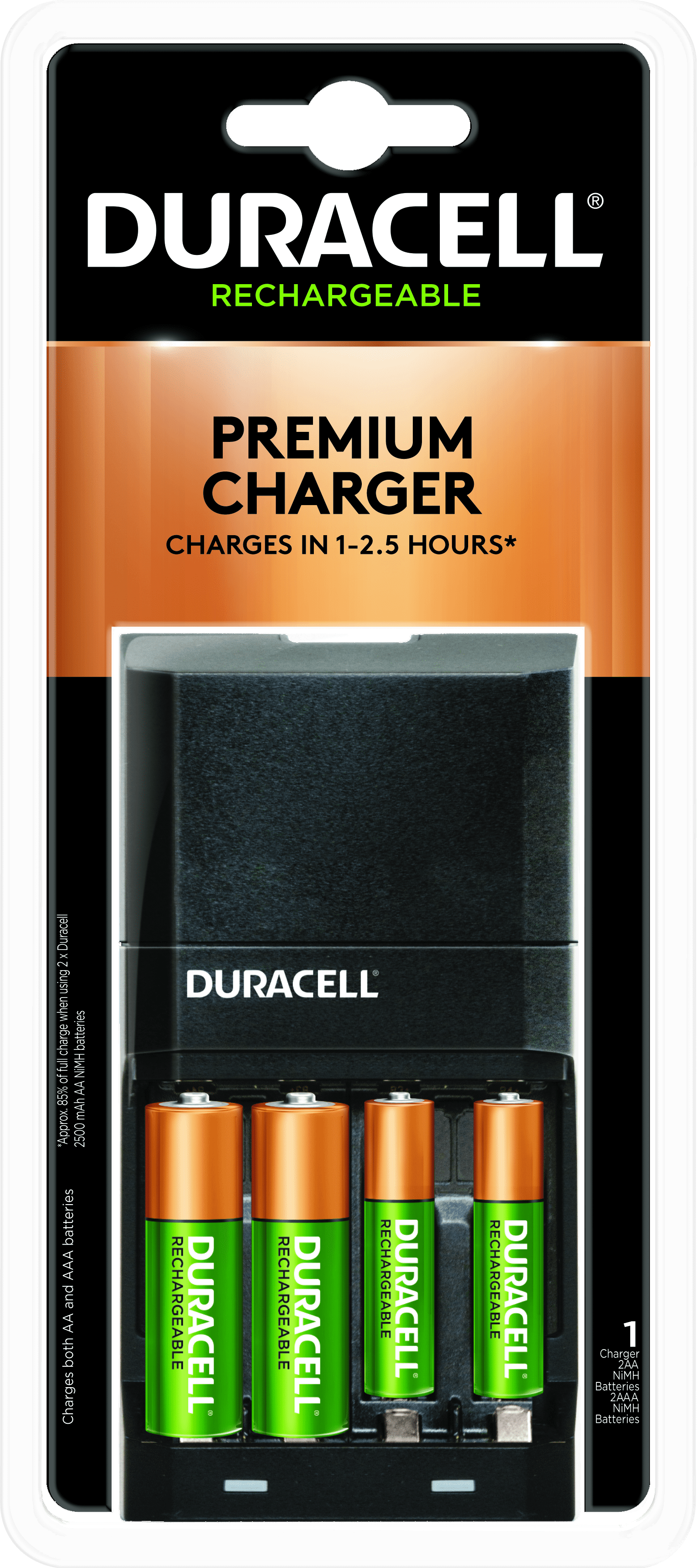 New Duracell Green Color Mini Charger with 2 AA Staycharged Batteries 
