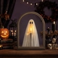 thumbnail image 2 of Halloween Light Up Ghost Mirror, Halloween Ghost Decorations, Spooky Halloween Decorations Indoor for Wall Table Mantel Room Home Office Party （11"x13.8"), 2 of 6