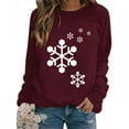 thumbnail image 4 of Xuanfei Women Christmas Snowflake Print Crew Neck Long Sleeve Top, 4 of 6