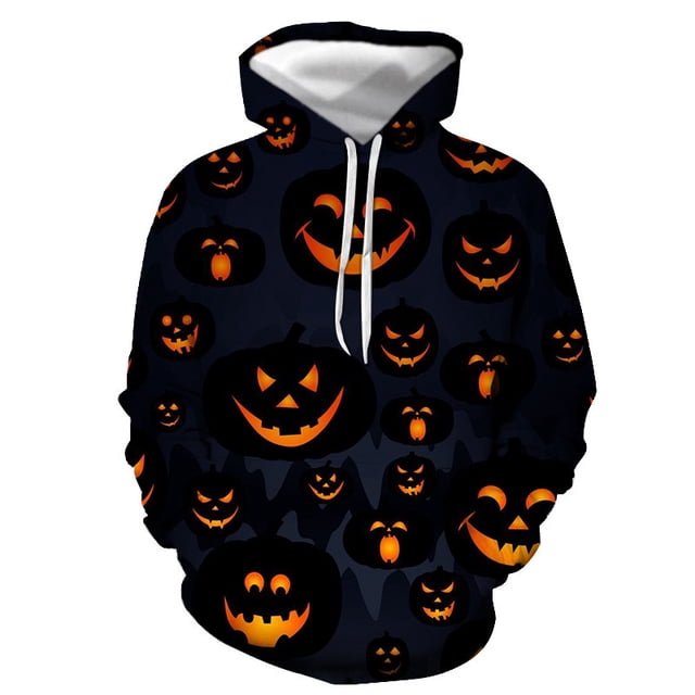 Sweat à Capuche Décontracté à Manches Longues pour Hommes Impression Numérique Halloween Taille m