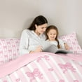 thumbnail image 5 of jejeloiu Kawaii Bow Ribbon Queen Comforter Set,Pink Cute Bowtie Bedding Comforter Set For Girls Teens Reversible 3 Pieces, 5 of 8