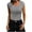 Gray, variant on Womens Short Sleeve Shirts Crewneck Ribbed Knit Slim Fitted T-Shirt Summer Basic Tight Tee 2025 Crop Tops