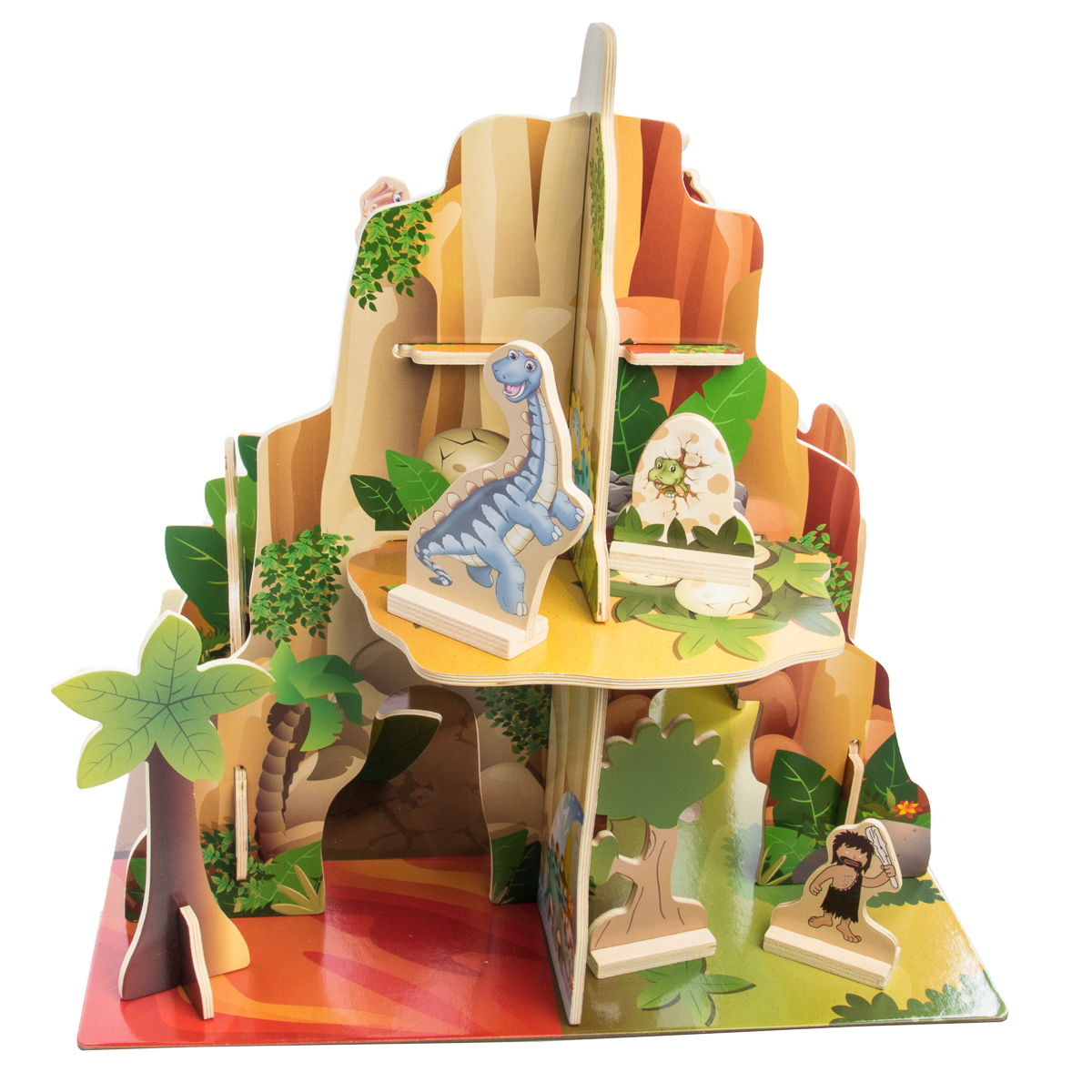wooden dinosaur playset