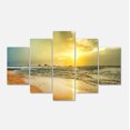 thumbnail image 2 of Bright Yellow Sunset Beach Panorama - Modern Seascape Canvas Artwork, 2 of 3