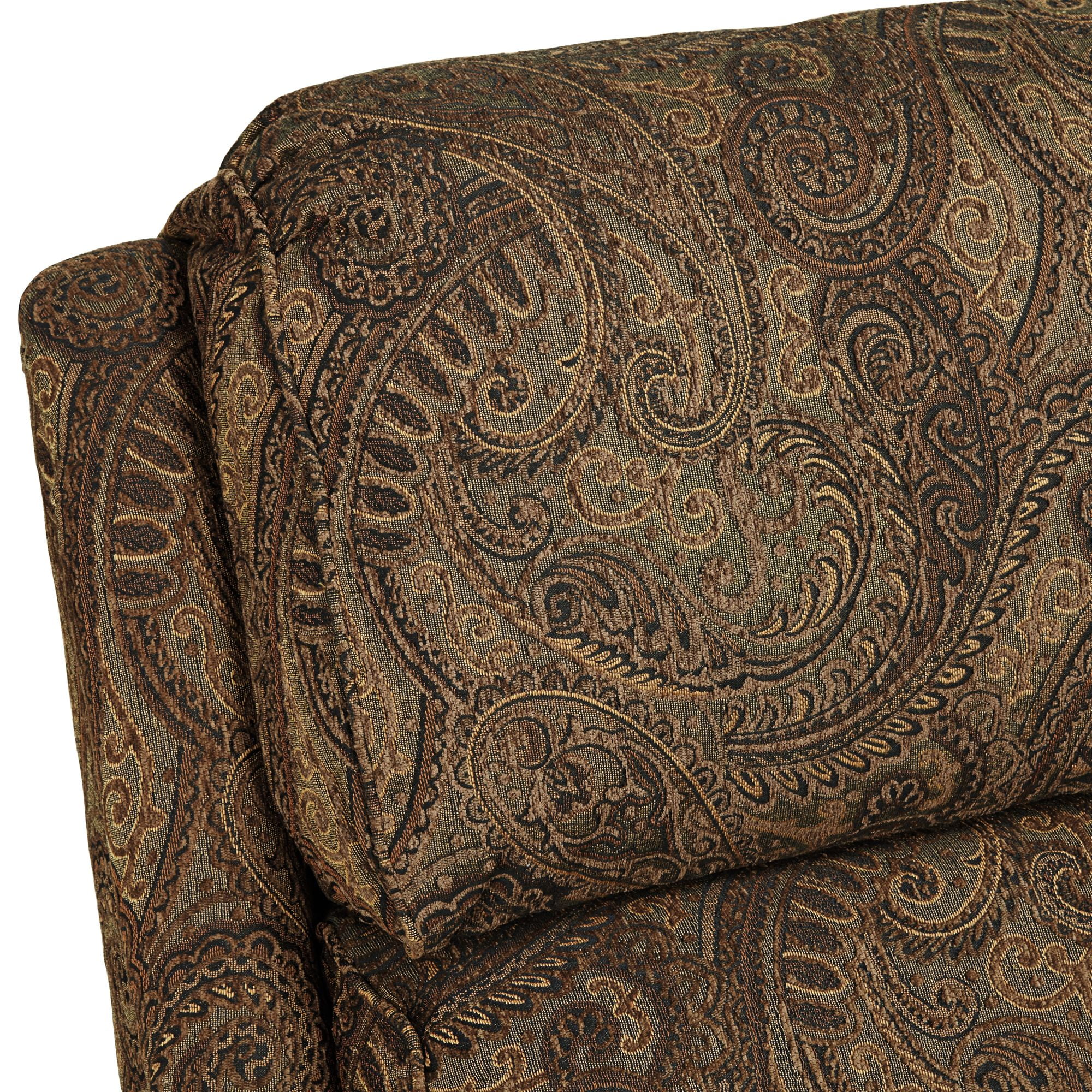 Kensington Hill Beaumont Warm Brown Paisley Patterned Fabric Recliner Chair Comfortable Push Manual Reclining Footrest for Bedroom Living Room Reading
