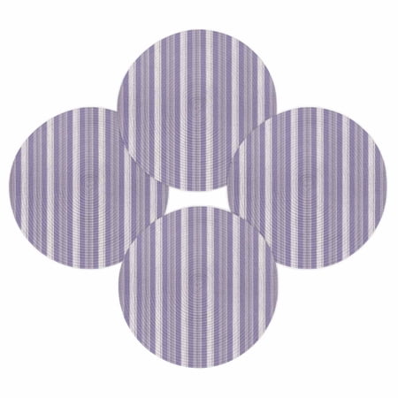 Round Placemats Set of 4 Lavender Vertical Stripes Place Mats Washable Woven Placemat Abstract Striped Lines Circle Braided Table Mat for Kitchen Dining Table Party Home Decor 15 Inch