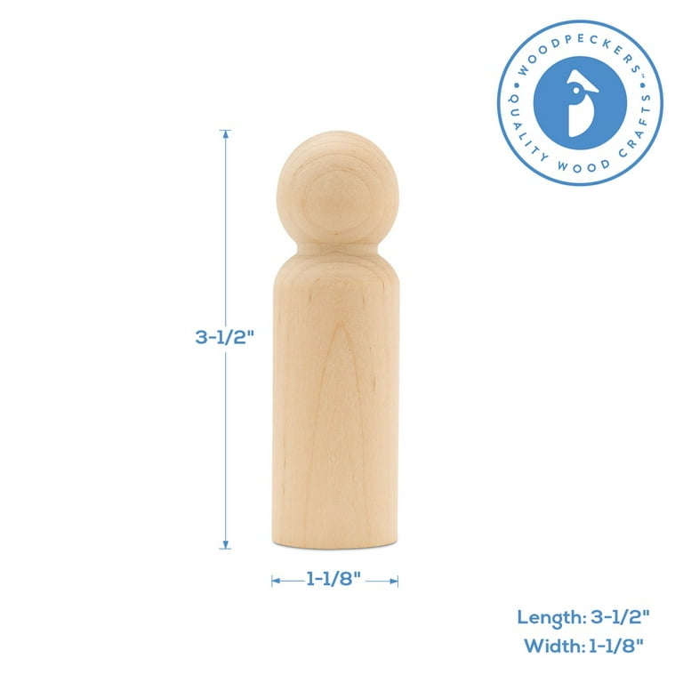Wood Peg Dolls Unfinished 2-3/8 inch, Pack of 250 Birch Wooden Dad Dolls for Peg People Crafts and Small World Play