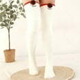 thumbnail image 1 of Chaussettes de Sol Chaudes pour Femmes en Molleton Corail Épaissi à Rayures Dessin Animé 2 Pcs Bas Bas Bas de compression Blanc, 1 of 3