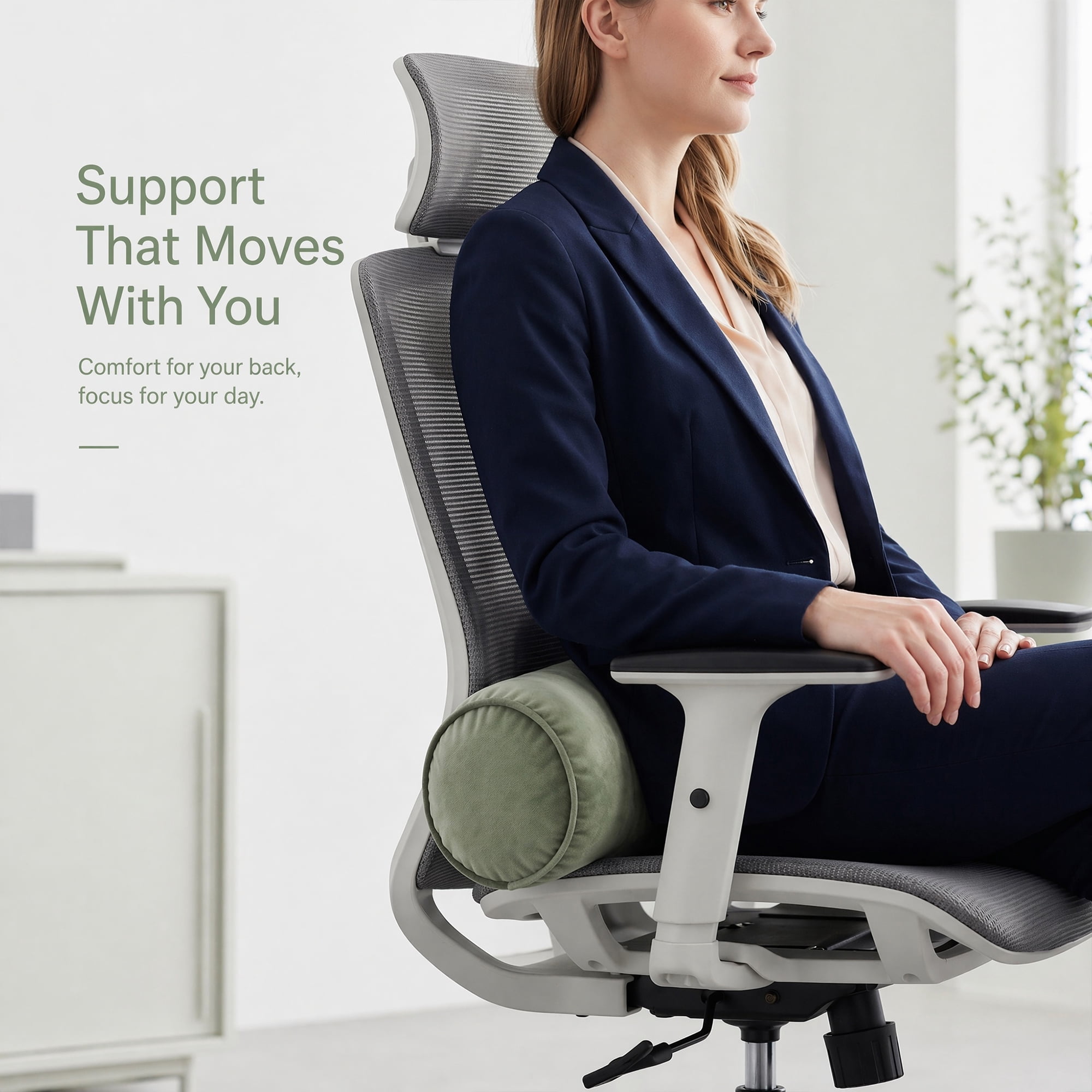 Unique Bargains Lumbar Support Wool Pillow for Back Support Matcha Green 19.7"x6.7"