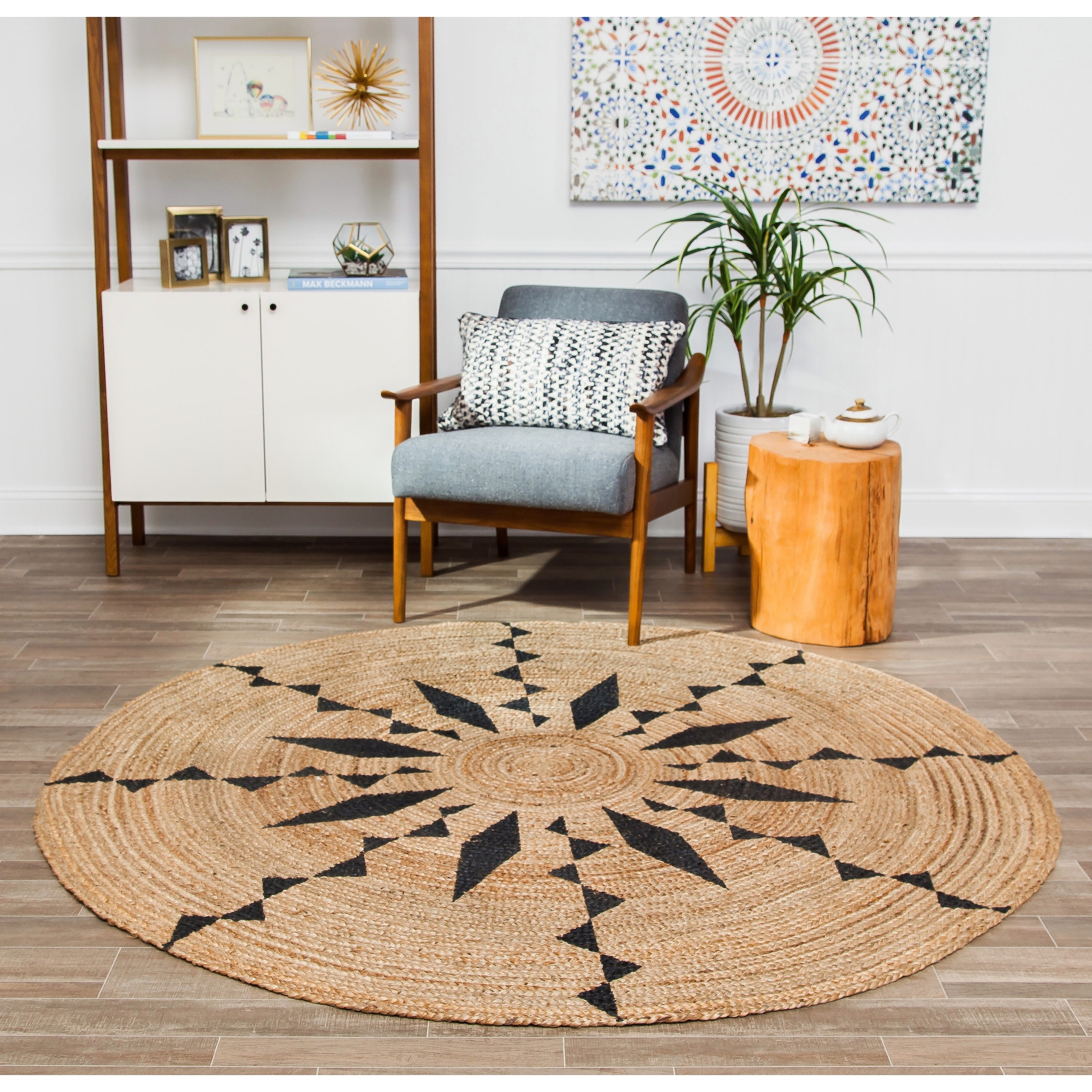 Jani Cuitlahuac Tribal Round Area Rug 4' Round 4' Round