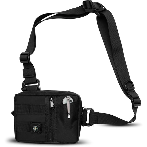 VIPERADE Small EDC Shoulder Bag, Crossbody Sling Bag for Men, Waist Pack with Adjustable Strap, Black