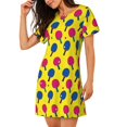 thumbnail image 2 of Hirioo Colorful Ping Pong for Women’s Nightdress Comfortable Short Sleeve Nightwear Casual Sleep Dress, 2 of 6