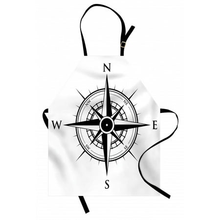 

Compass Apron Primitive Navigation Technology on the Sea Discovery of the World Travel Voyage Unisex Kitchen Bib Apron with Adjustable Neck for Cooking Baking Gardening Black White by Ambesonne