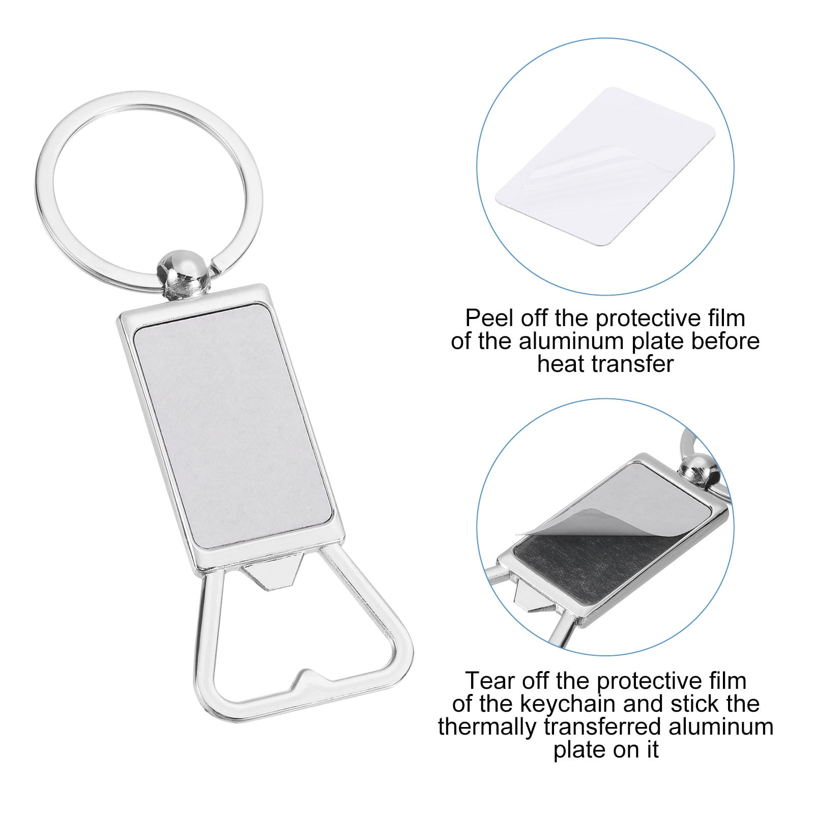 Uxcell 20Pack Sublimation Metal Bottle Opener Keychain, Blank Transfer Sublimation Key Rings (3.1x9.4cm)