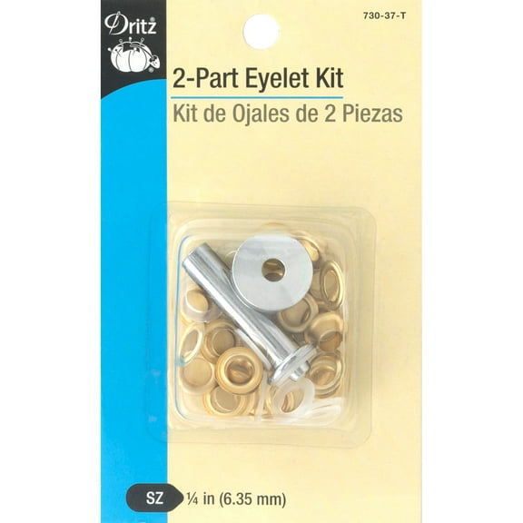 Dritz 2-Part Eyelet Kit W/Tools 1/4" 15/Pkg-Matte Gold