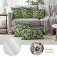 thumbnail image 6 of Pastoral Plant Pillow Covers 2 Pack Blue Flowers Navy Leaf Yellow Background Pillowcase Waterproof Outdoor Throw Pillow Cover for Patio Garden Square Cushion 26”x26”, 6 of 9