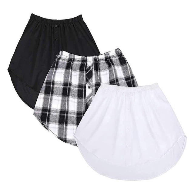 Shirt Extenders Adjustable Layering Fake Tops Lower Sweep Hem With Elastic Waist Band