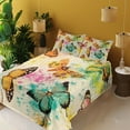 thumbnail image 3 of Ambesonne Colorful Fitted & Top Sheet Set with Shams, Murky Grungy Butterfly, Multicolor, 3 of 5