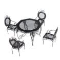 thumbnail image 1 of figatia 1:12 Maison de Poupée Miniature Meuble Table Octogonale en Métal Noir avec 4 Chaises, 1 of 9