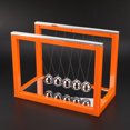 thumbnail image 3 of Newton's Cradle Bola de equilibrio de acero, juguete para aliviar el estrés, adorno de escritorio, regalo de decoración (naranja), 3 of 8