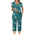 thumbnail image 2 of Blusas de Manga Corta para las Mujeres Casual Cuello Redondo, Pantalones de Moda Traje de Pijamas para Uso Diario Y Casero, 2 of 6