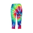 thumbnail image 4 of breaise Tie Dye Capri Legging for Women Workout Running Yoga Pants Tummy Control Knee Length Tights Casual Summer Gradient Print Lounge Pants, 4 of 5