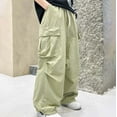 thumbnail image 5 of RMGVDSD Kids Boys Cargo Pants Boys Baggy Cargo Pants Wide Leg Pants Loose Elastic Waist Cargo Trousers Kids Regular Fit Trousers 11-12 Years/Green, 5 of 7