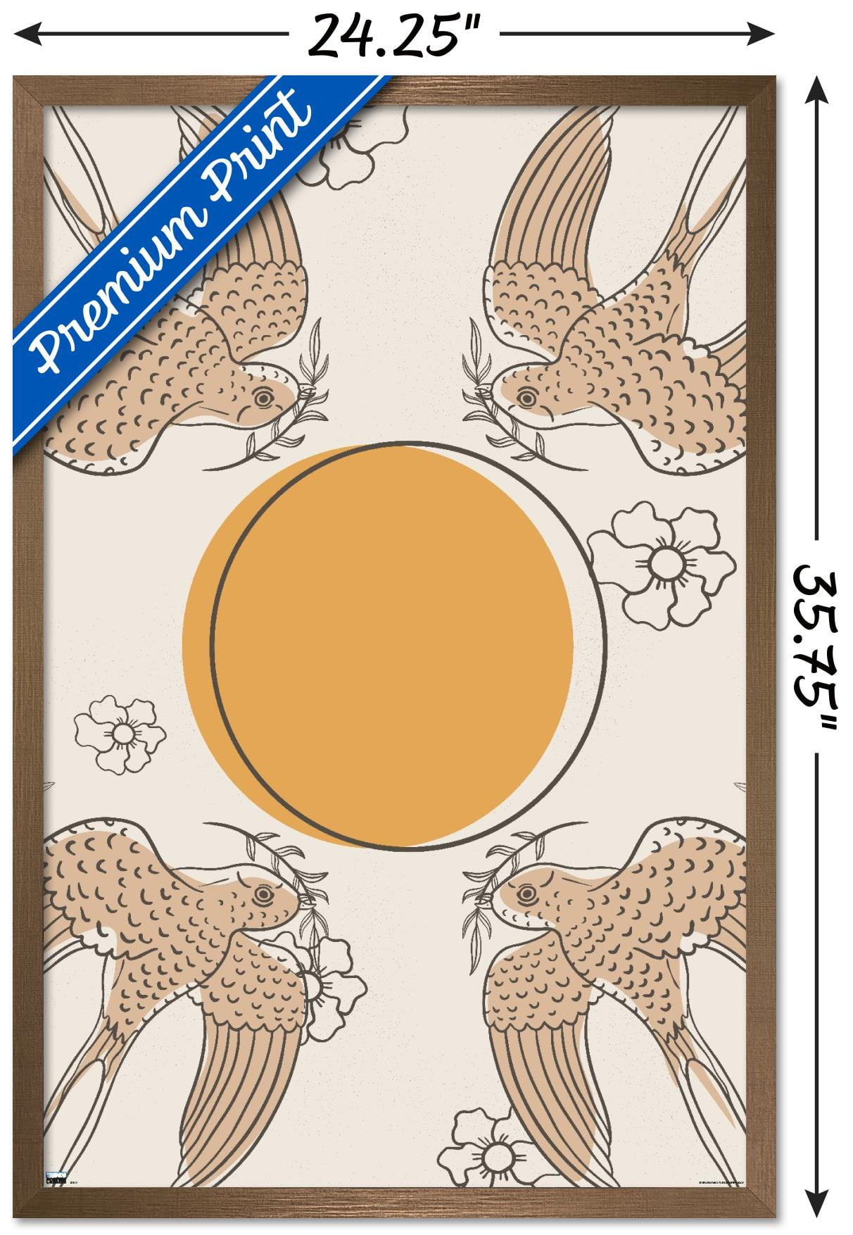 Birds Fly To The Sun Wall Poster, 22.375" x 34" Framed