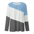 thumbnail image 4 of Women Long Sleeve Shirts Trendy Color Block Round Neck Pullover Tee Tops Stretch Comfy Classic Fit Workout Casual Blouses, 4 of 4