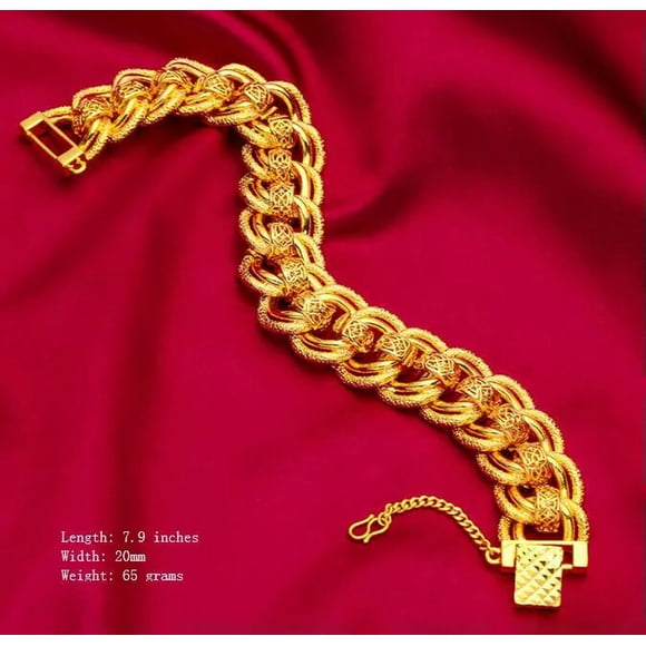 HOOUN 20MM Men's 22K 23K 24K THAI BAHT YELLOW GOLD GP NECKLACE Bracelet 7.8inch/65g