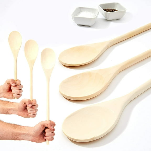 Avant Grub 12" 14" 16" Long-Handle Wooden Spoon, 3-Pack Combo