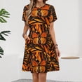 thumbnail image 2 of ORANGE MONARCH BUTTERFLY PATTERNED Dress Fashion Beach Short Sleeve Dresses Female Party Printed Sundress, 2 of 7