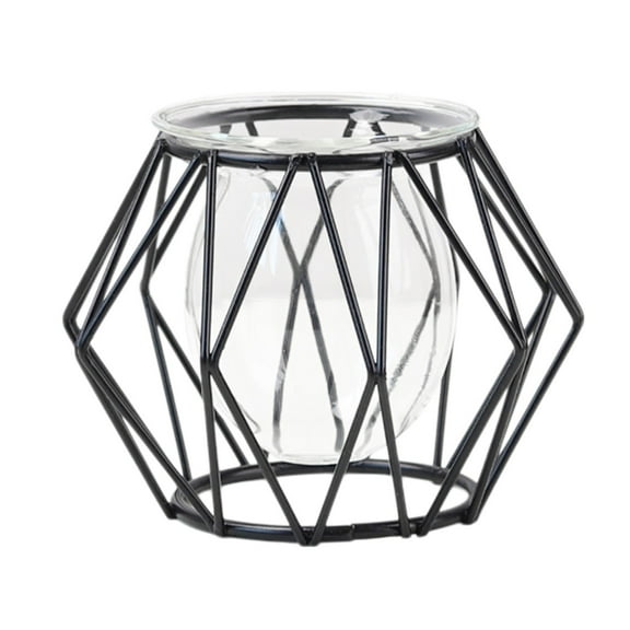 DefiDgd Glass Vase Small Flower Vase Hollow Clear Vases,for Hydroponic Planter Flowers,Farmhouse Office Table Desktop Decor(B)