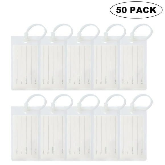 Etiquetas de equipaje Sodsay, bolsas de viaje de PVC, etiquetas de identificación, paquete de 50
