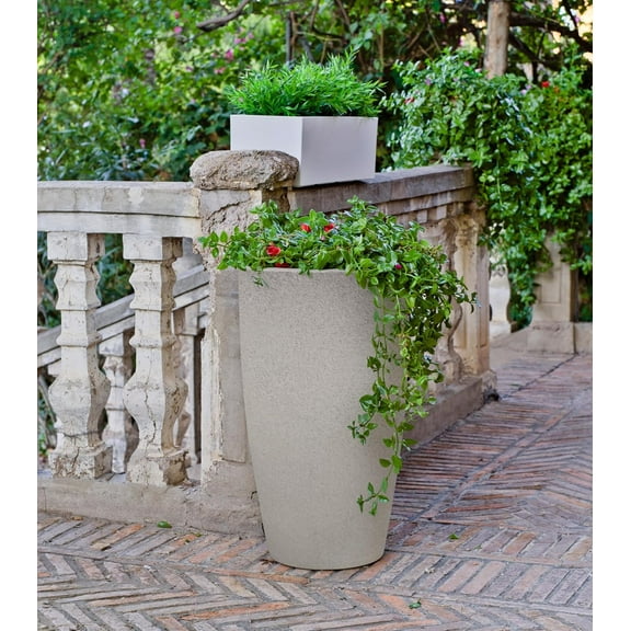 Ecobo 28" Tall Planter | Eco-Friendly, Durable, Lightweight | Indoor/Outdoor Use, All-Weather, Contemporary Design by Brazilian Artisans - Sand Color